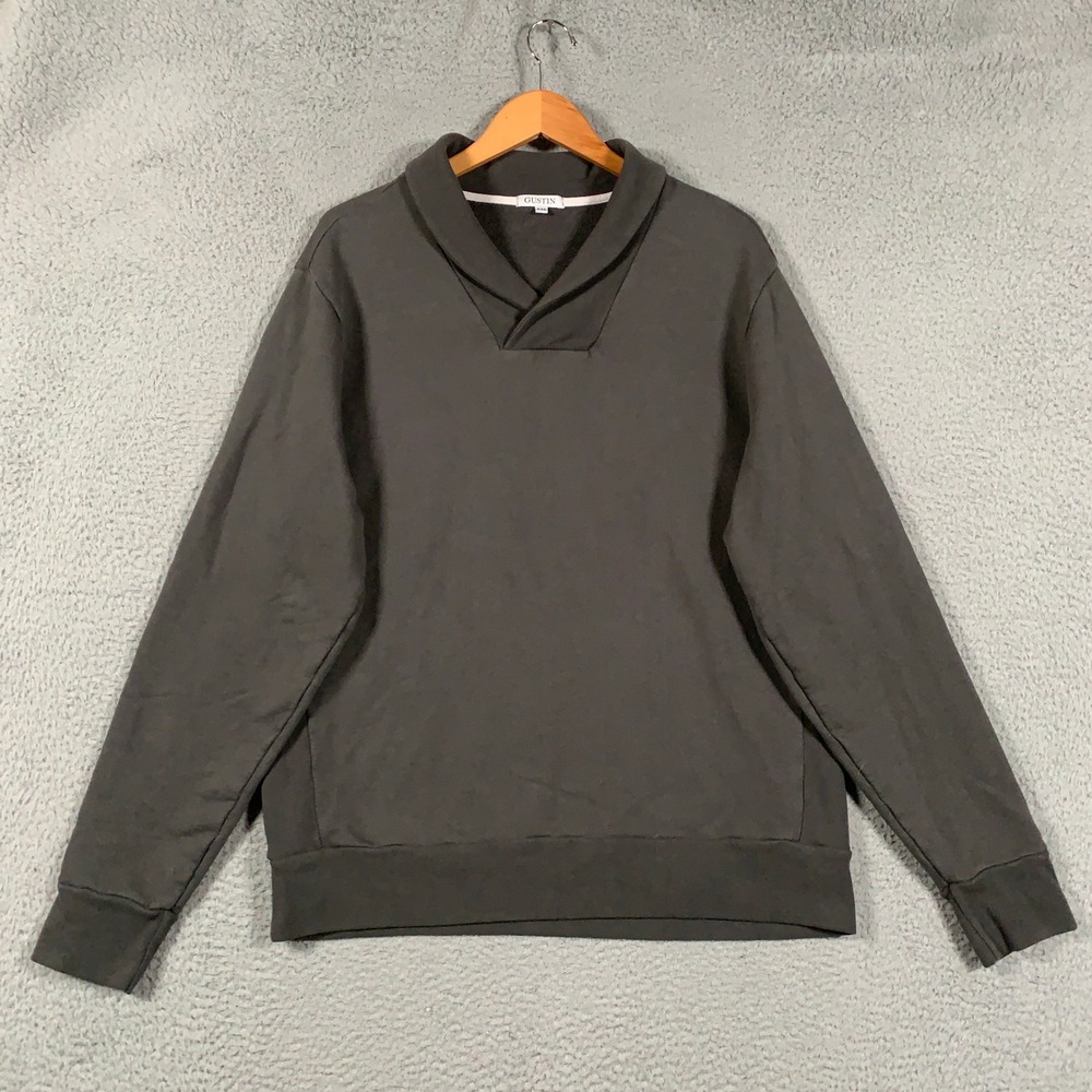 Gustin Shawl Collar Sweatshirt Men's XXL 2XL Grey/Brown Heavy Cotton Pullover